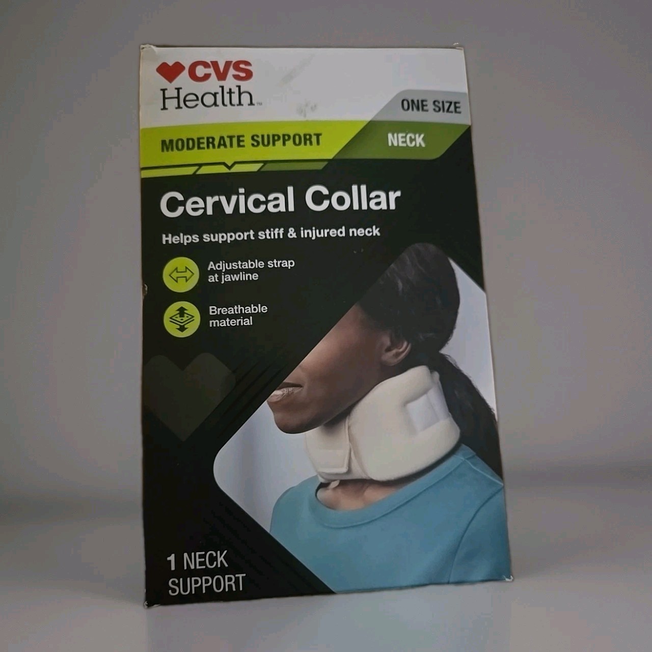 CVS Health Cervical Collar Moderate Neck Support Adj Strap Damaged Box Free Ship