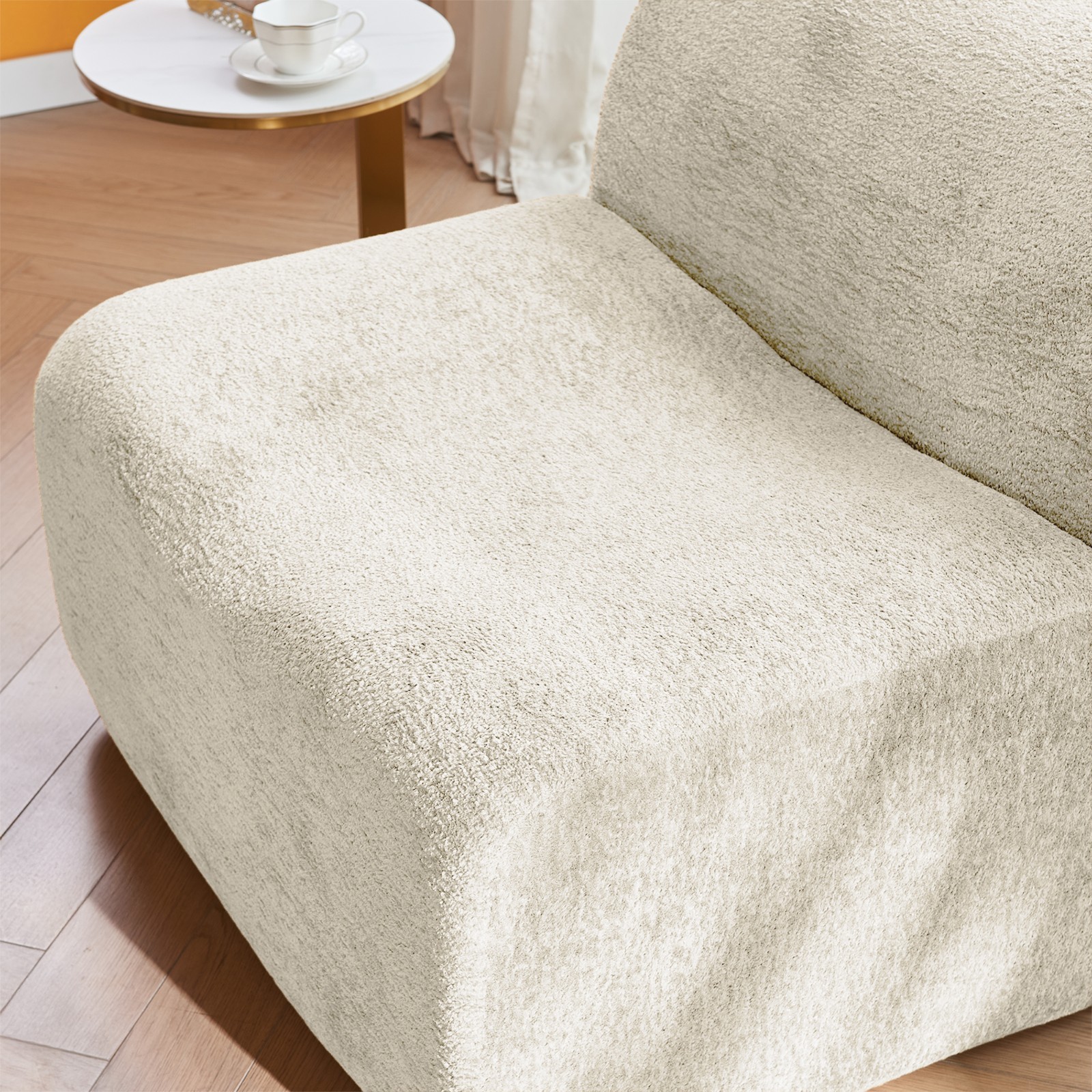 Space-Saving Single Foam Sofa Chair with Footrest & Pillow