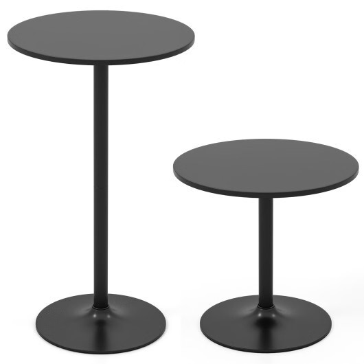 24 Inch Modern Round Cocktail Table with Metal Base and MDF Top-Set of 2 - Color