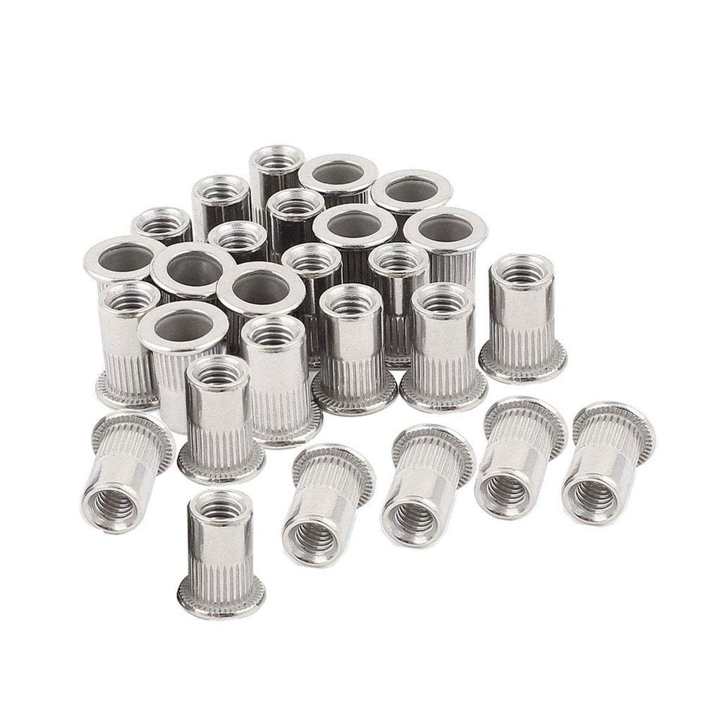 40PCs 8-32 Stainless Steel Rivet Nuts Nutsert Threaded 8-32, Silver