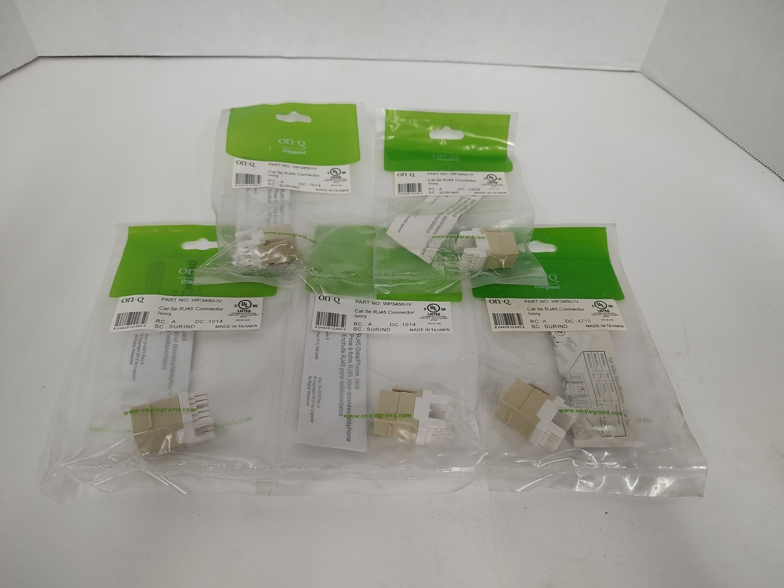Legrand ONQ WP3450-IV Cat 5e Keystone Jack, Insert, Ivory Quantity Of 5