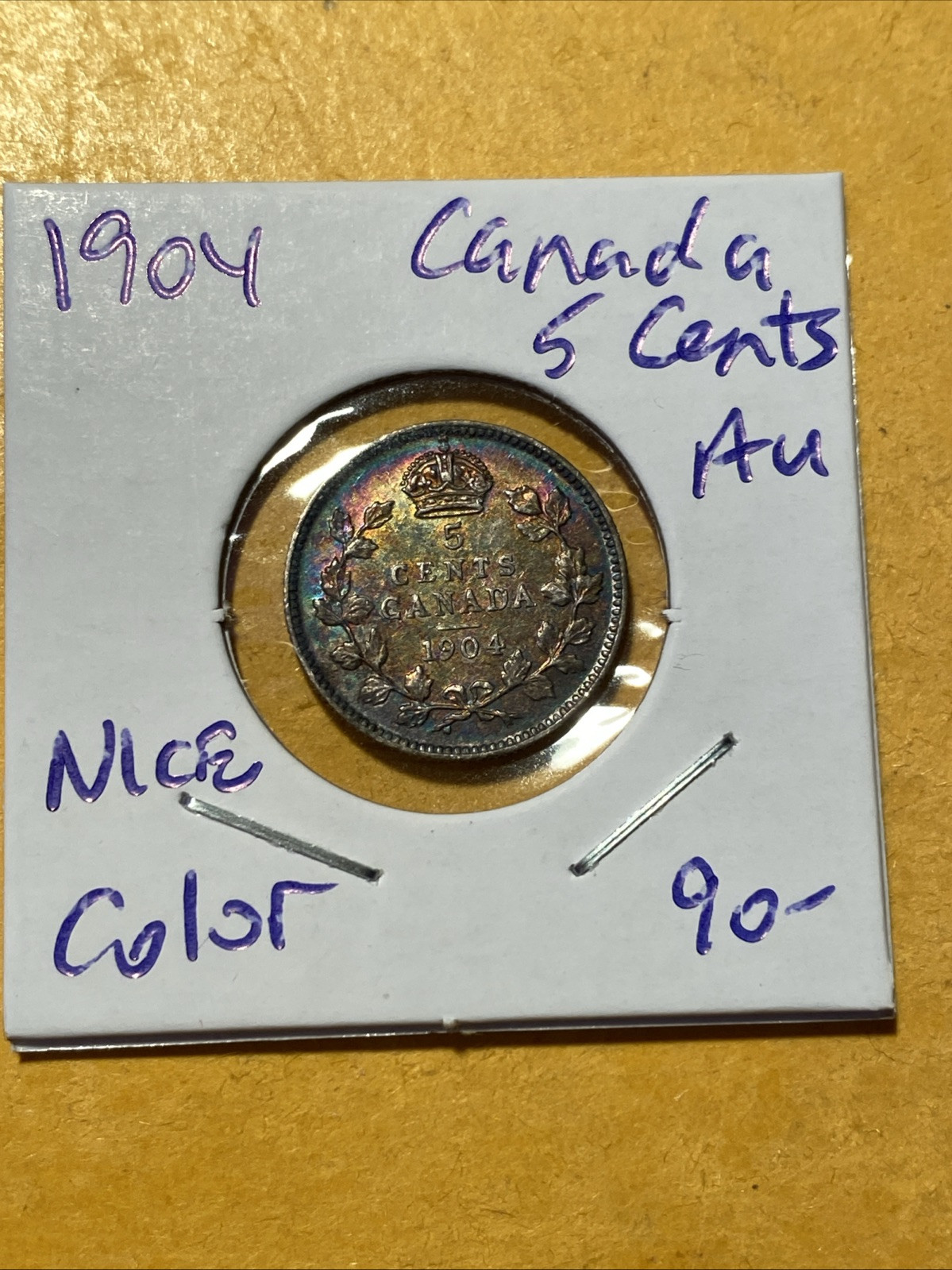 1914 Canada 5 Cents AU Nice Color