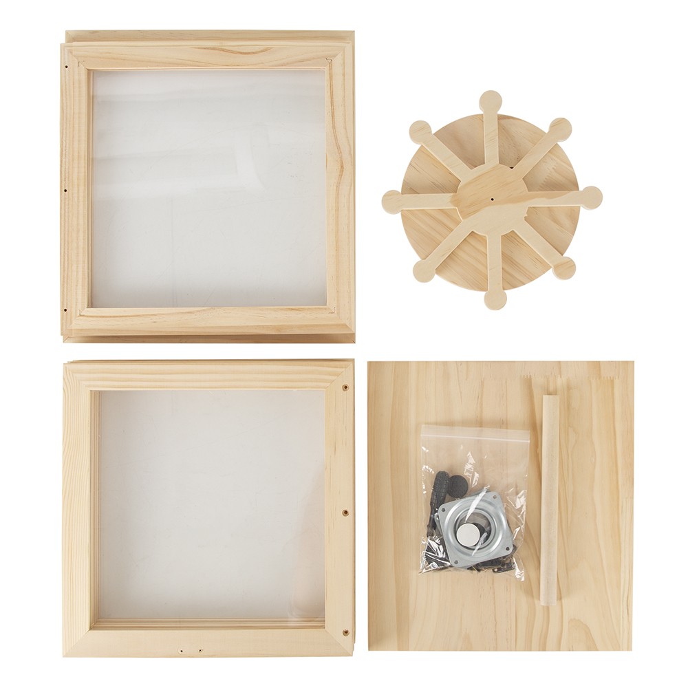 Rotating Clear Wooden Display Case Doll Hanging Storage Display Stand Dustproof