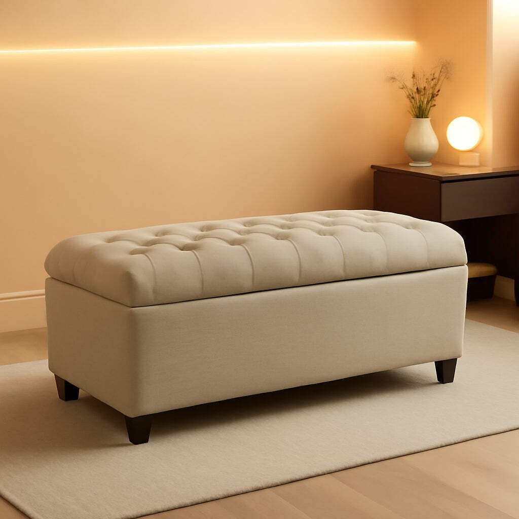 Tufted ExtraLarge Storage Ottoman Bench Hinged Lid
