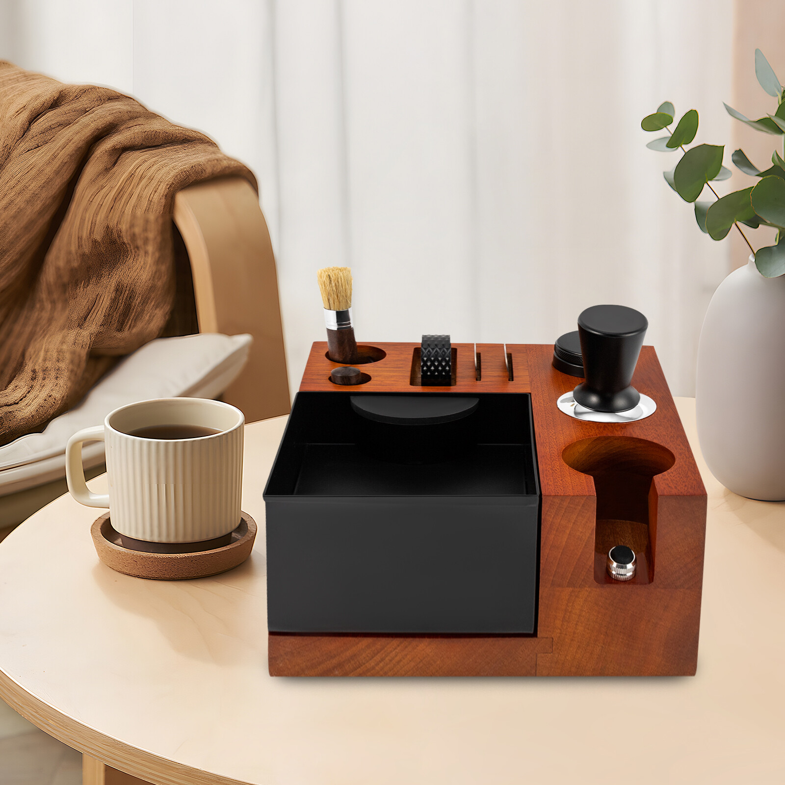 8 In 1 Espresso Knock Box 2.12Inch Coffee Grounds Knock Box w/ Accessories