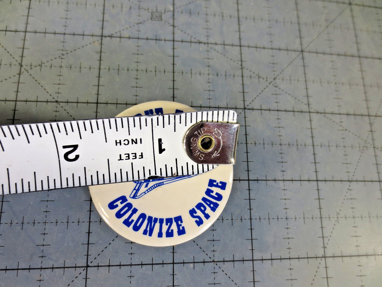 Rare Space Shuttle Pin "Conserve Earth Colonize Space" pinback (Free Ship!)