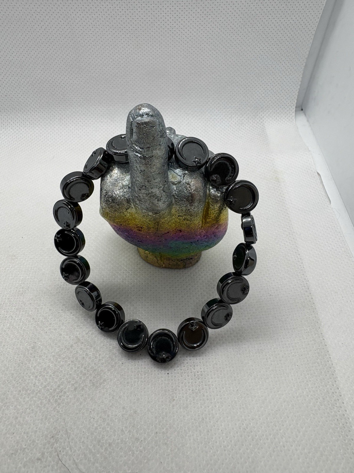 Stretch beaded bracelet Silver Moon And Star