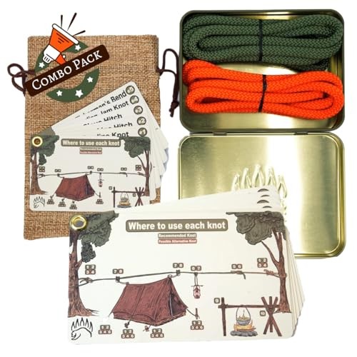 Knot Tying Kit | Camping & Outdoor Knots Edition - by Regular + Large Cards Kit