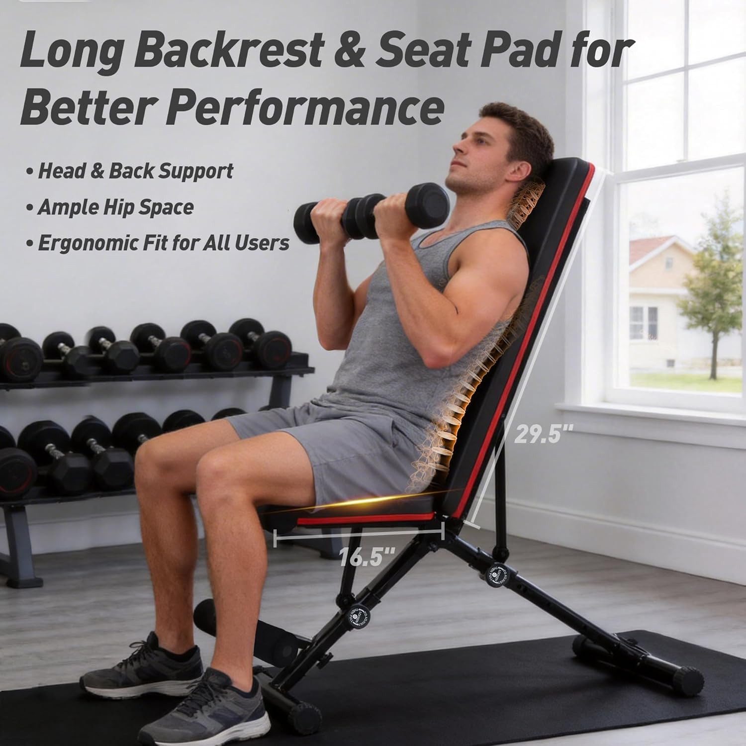 Adjustable Weight Bench, Workout Bench 795 Lbs Capacity with 72 Multi-Position S