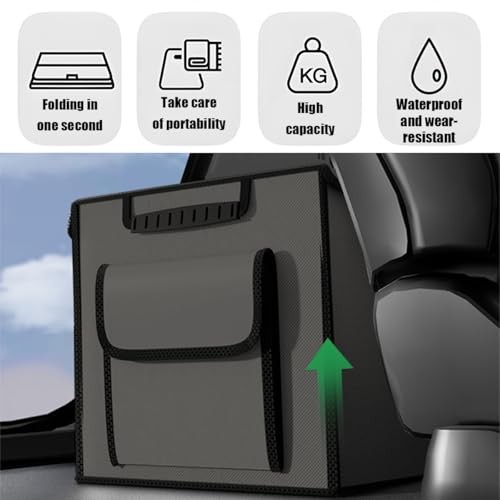 Car Trunk Organizer, Multi-Compartment Collapsible Vehicle Cargo Storage Grey