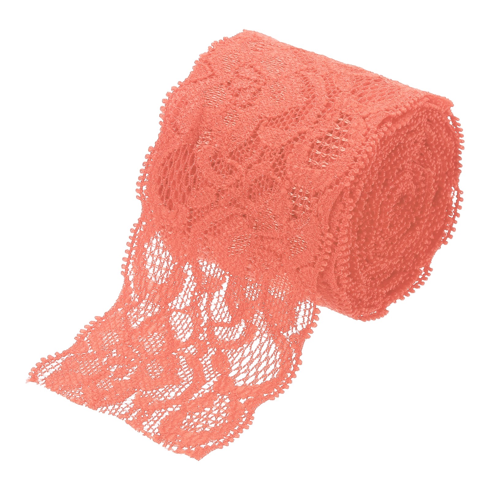 Lace Trim 5 Yards 2 Inch Flower Elastic Lace Ribbons for Craft Light Red