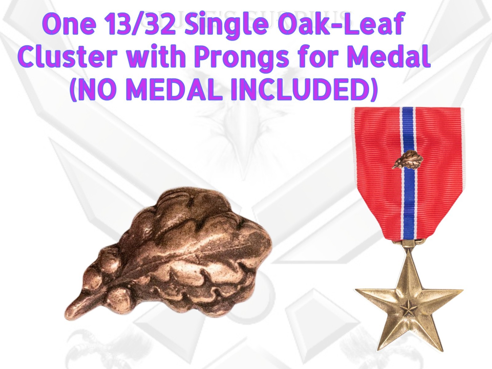 No Prong Large Single Bronze 13/32 Oak Leaf Cluster OLC Device Ribbons 4E3