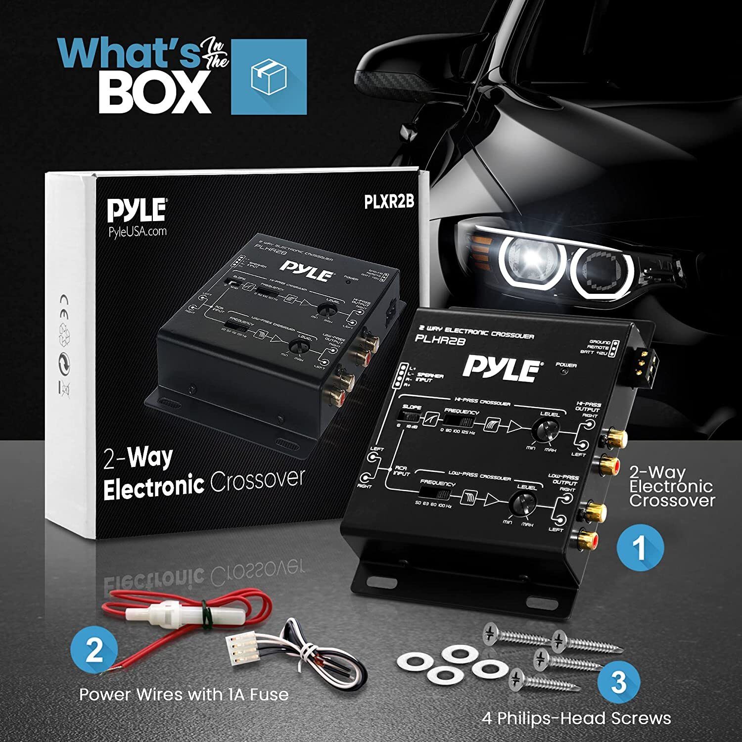 Pyle PLXR2B 2-Way Electronic Audio Crossover