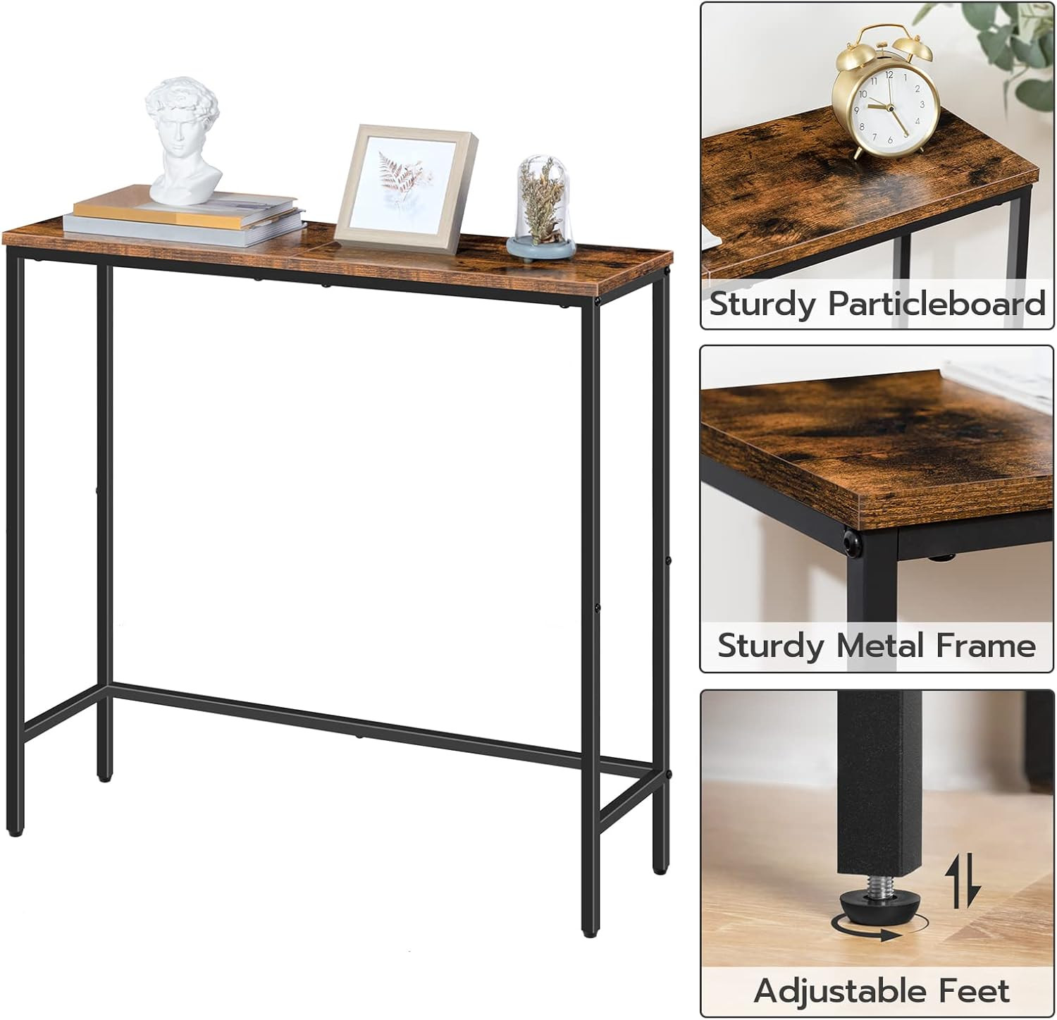 Narrow Console Table, 29.5" Small Entryway Table, Thin Sofa Side Display Table,