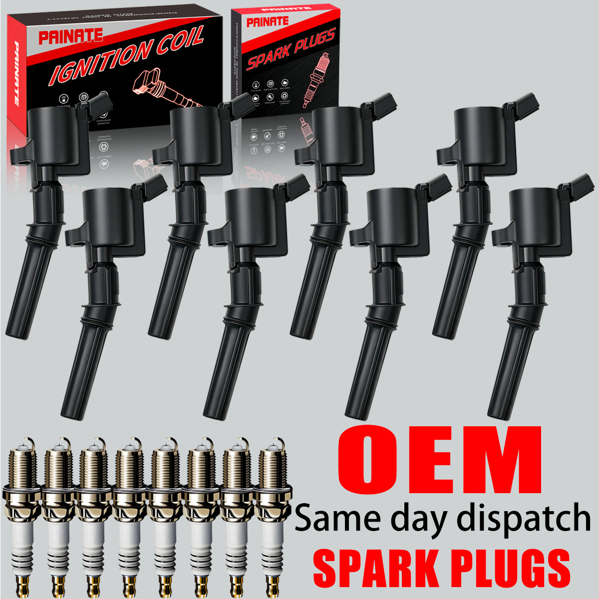 8X OEM Ignition Coil & 8X Iridium Spark Plug For Ford F-150 4.6 5.4L SP479 DG508