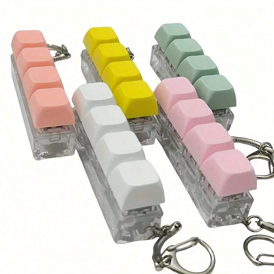 Mini Keyboard Keychain Fidget Toy 4 Key Stress Relief Anti Anxiety Pendant Chain