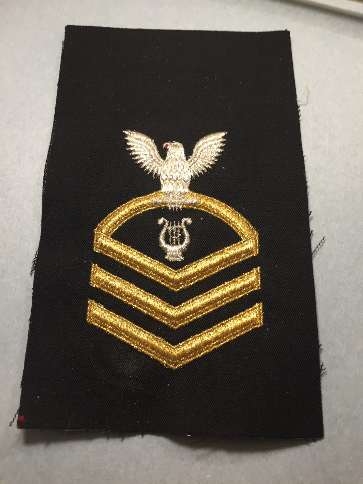 US Navy Musician Rate, CPO Patch (Male size) Gold stripes