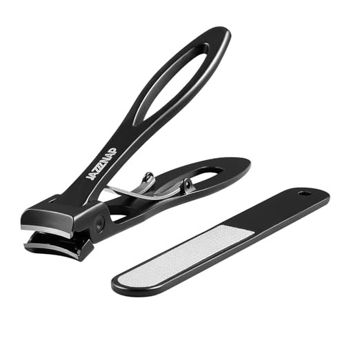 JAZZZNAP Nail Clippers Set, Ultra Wide Jaw Opening Fingernail and Toenail Black