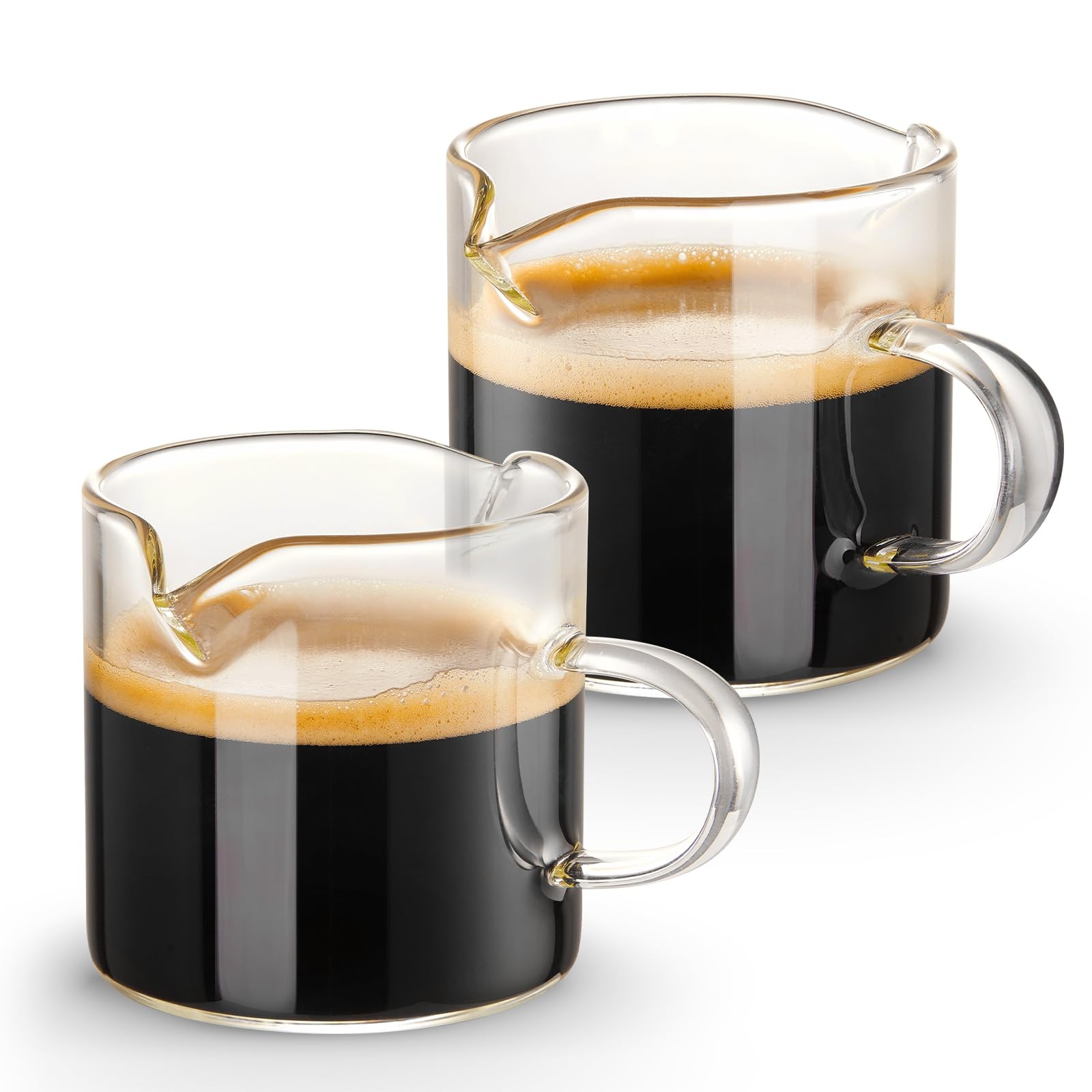 Qipecedm Espresso Cups Set of 2, 4 OZ Double Spouts Cups, Shot Small, Clear