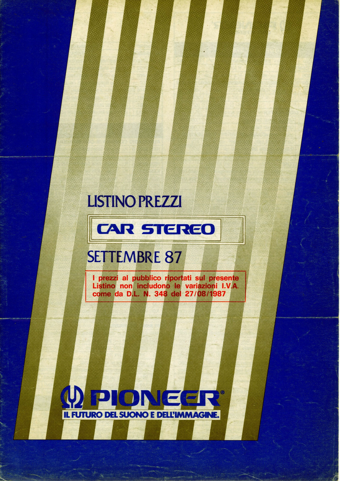 PIONEER Price List 1987 A4 Car Stereo Component Centrate Series,kex,kpx,Dex,Cdx
