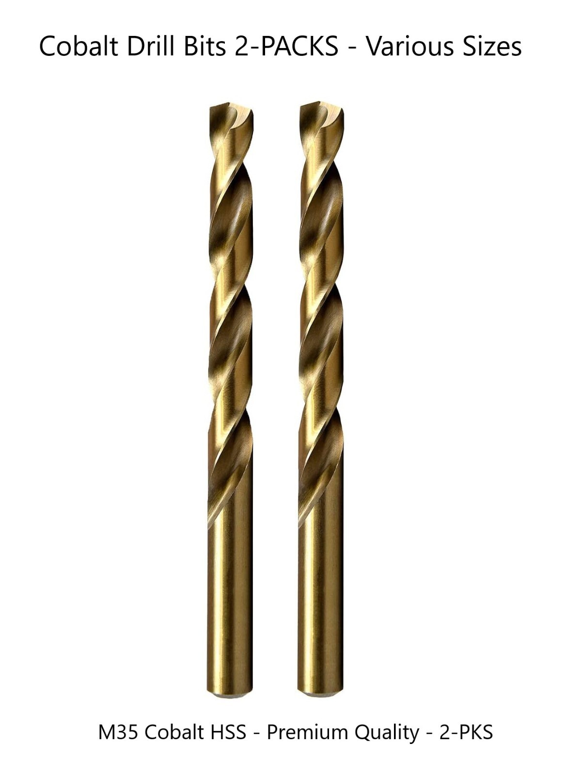 2-PK Cobalt Drill Bits M35 HSS Premium Quality, Various Sizes, Free Shipping!