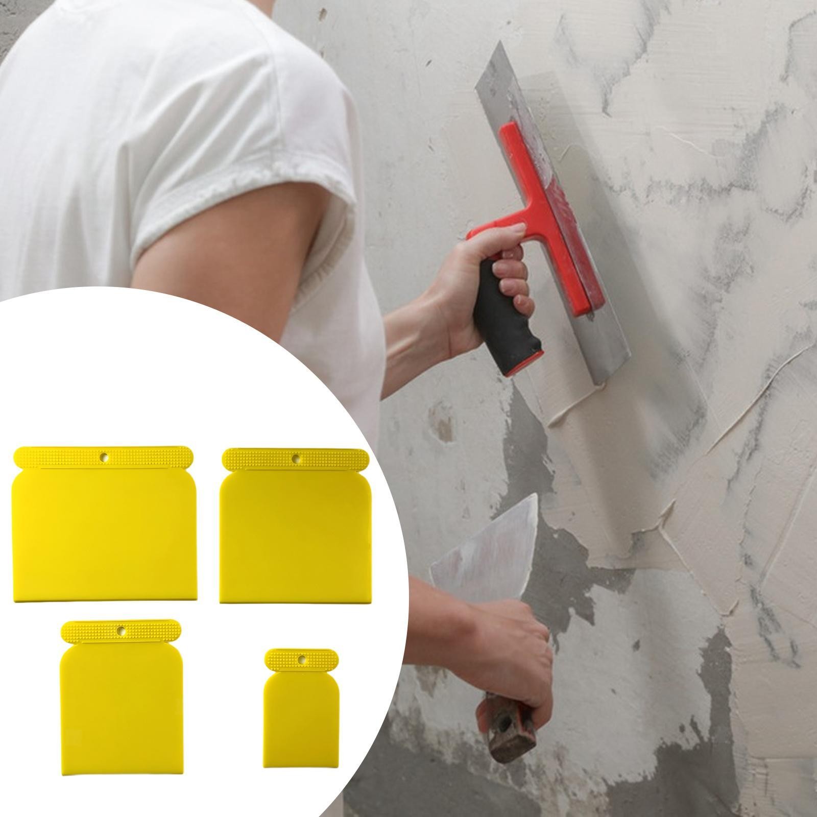 4x Putty Scrapers Spreader Comfort Handle Reusable Wall Plastering Tool for