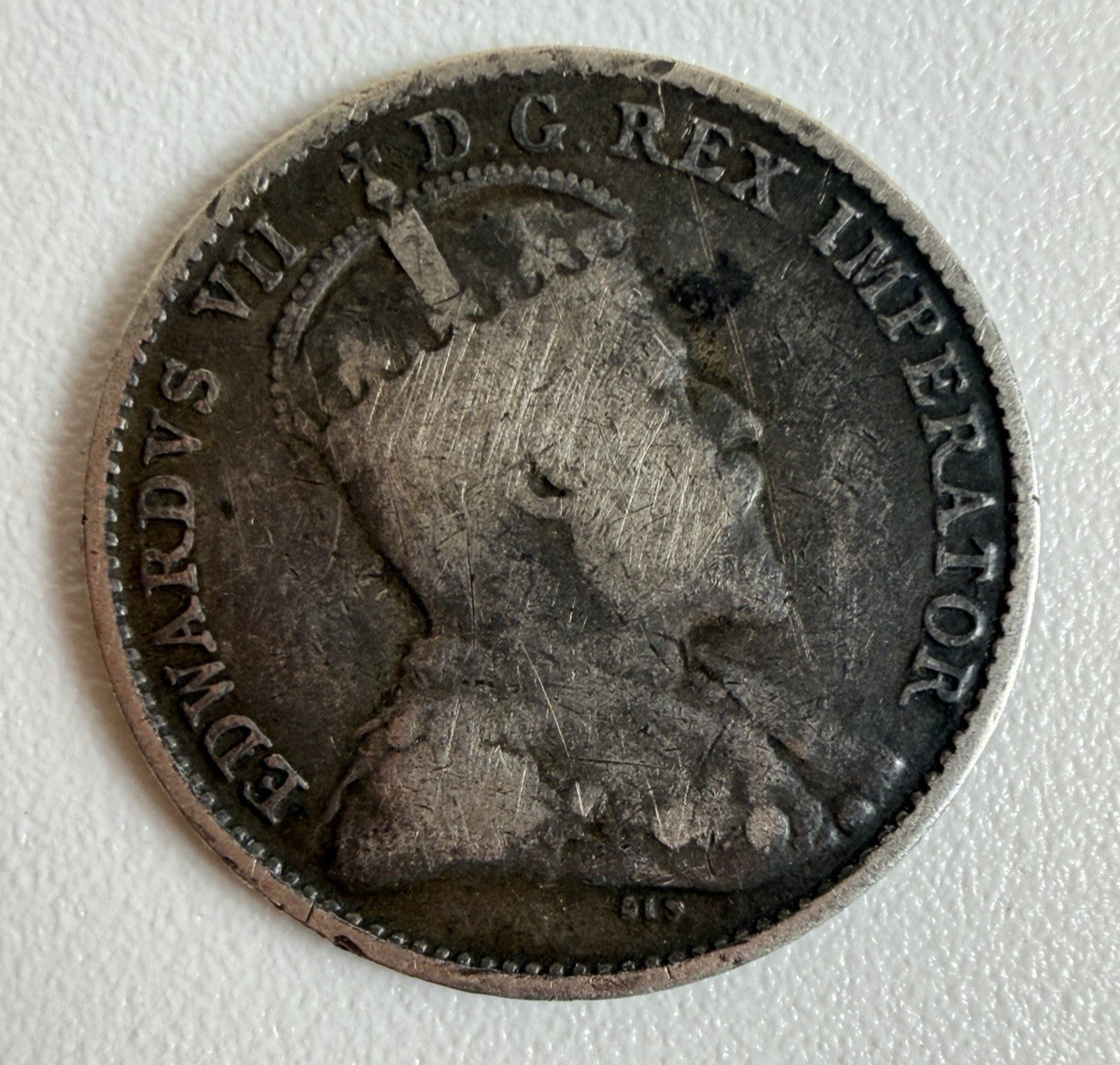 1907 Canada 5 Cents Silver Coin Edward VII VG/F Details Scratched Toned