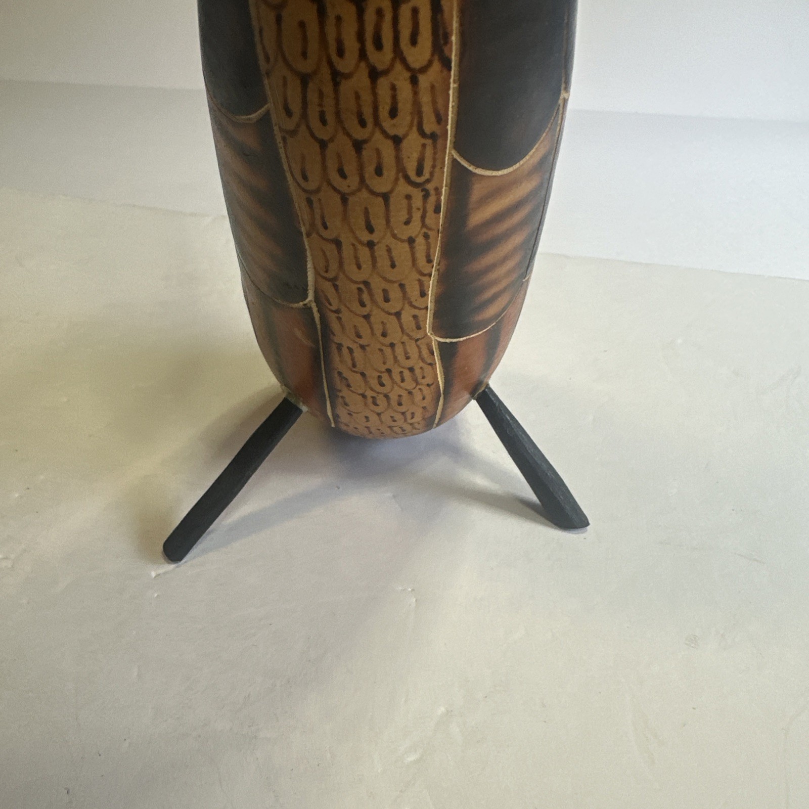 Hand Carved Peruvian Gourd Bird Primitive 9” Tall