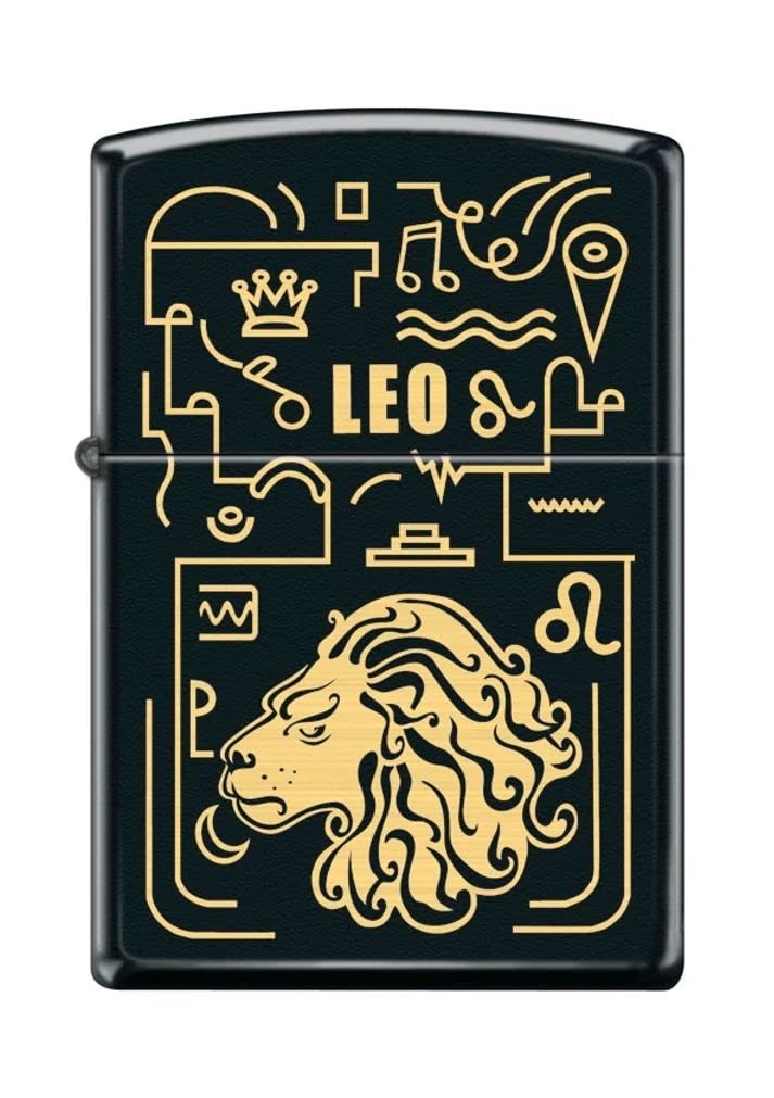 Zippo Lighter- Personalized Message Engrave for Leo Zodiac Black Matte #Z5303