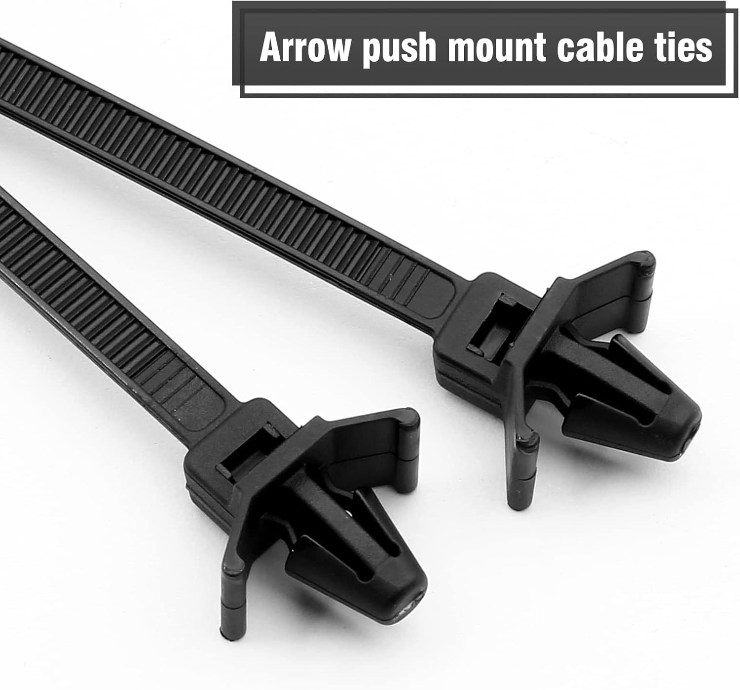 Piutouyar 50 Pcs Black Nylon Push Mount Cable Zip 120mm/4.7",