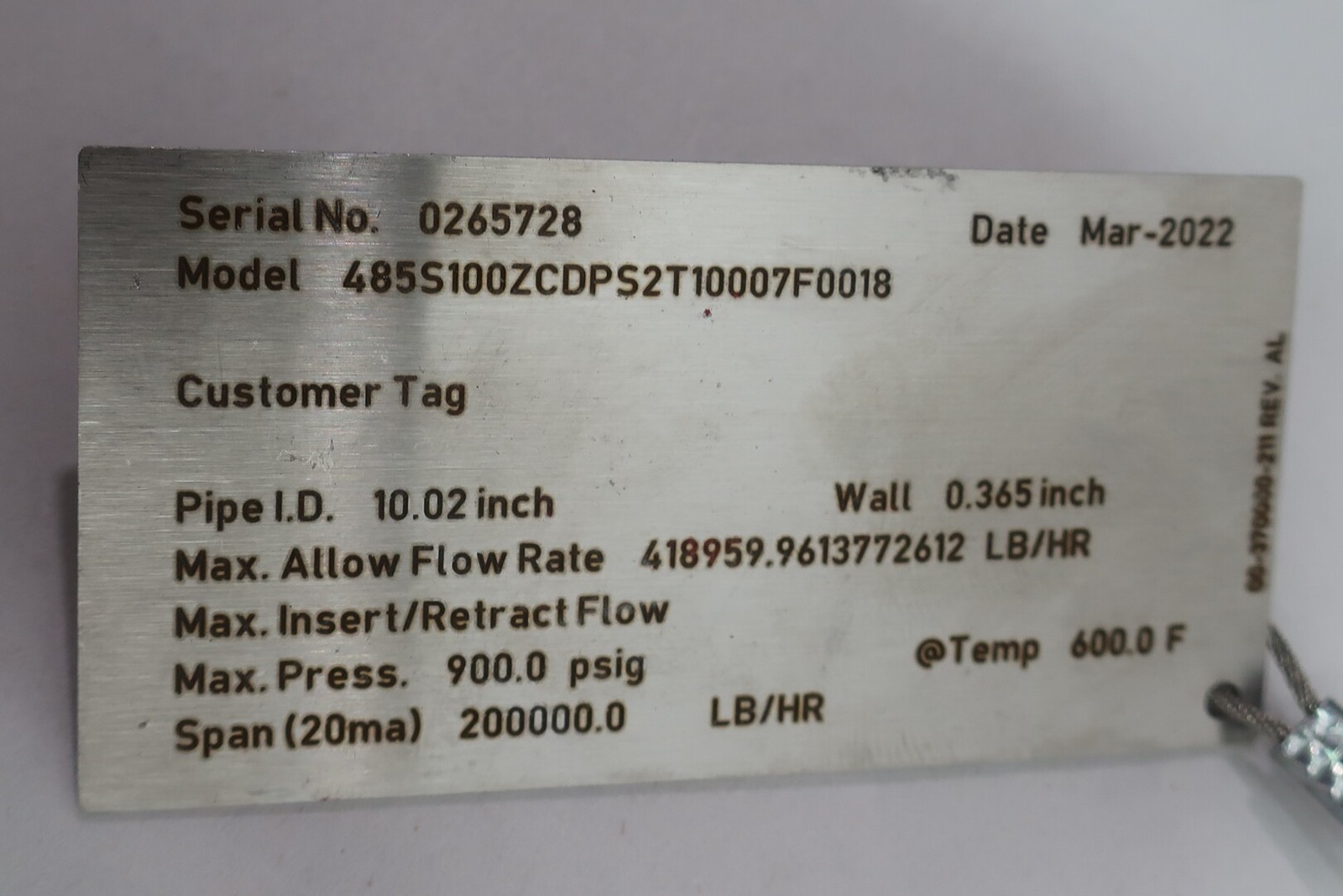 Rosemount 485S100ZCDPS2T10007F0018 Annubar