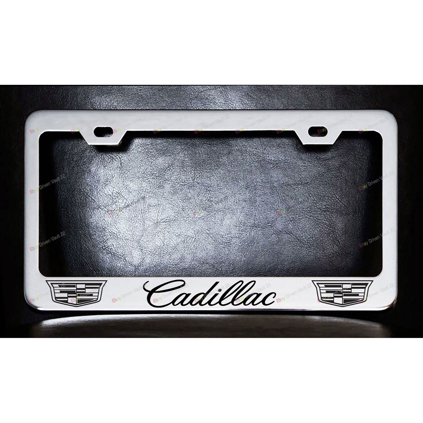 CADILLAC Custom Made chrome metal License Plate Frame Screw Caps