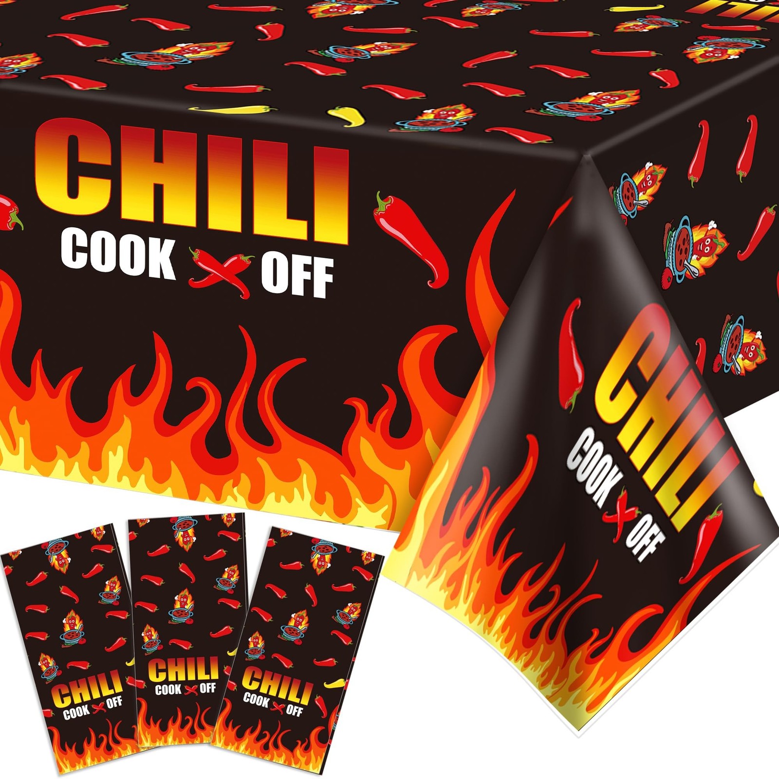 3 Pack Chili Cook Off Tablecloths Chili Party Table Covers Chili Cook Off Par...