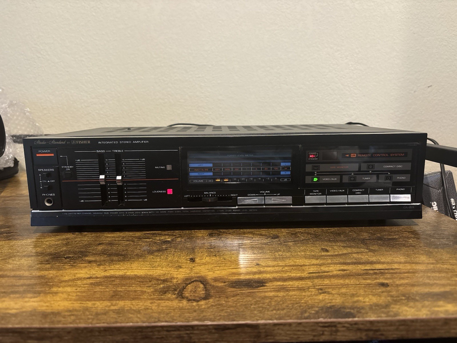 Fisher CA-871 Integrated Stereo Amplifier Studio Standard, Made in Japan, Tested