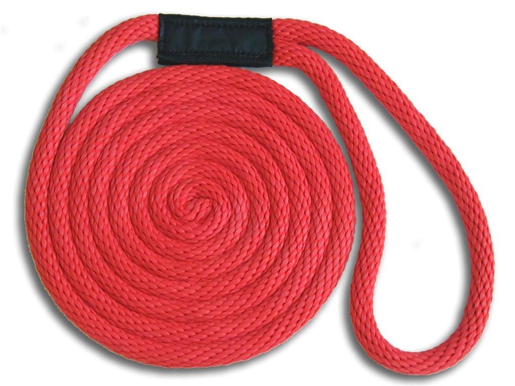 Solid Braid Nylon Dock Line - 1/2" x 15' - Floats! Fade Proof - USA Made - RED