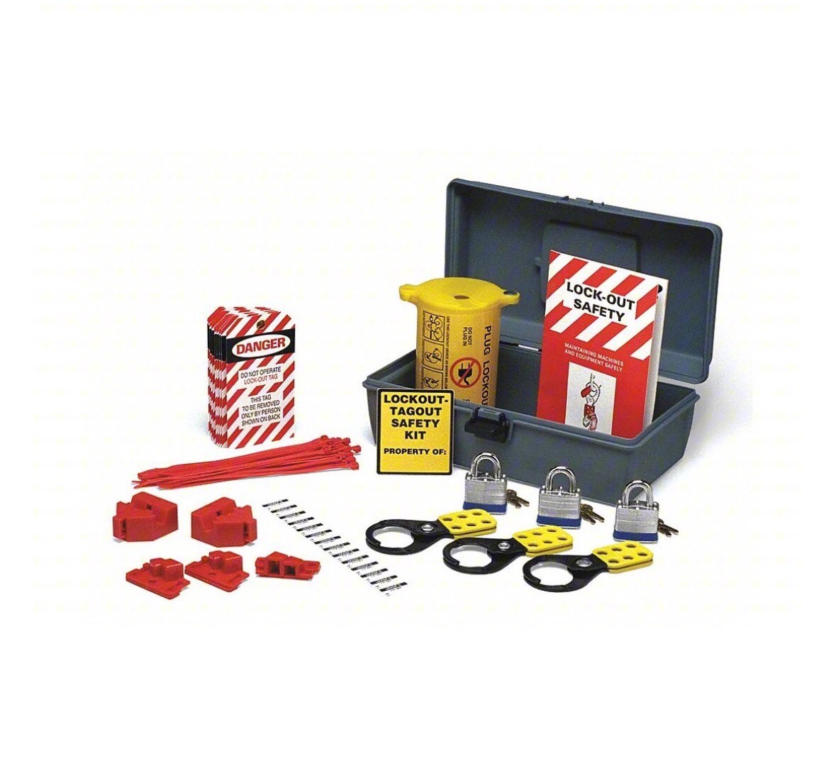 BRADY Portable Lockout Kit 5U714 Filled, 47 Components 3 Padlocks & Toolbox LKX