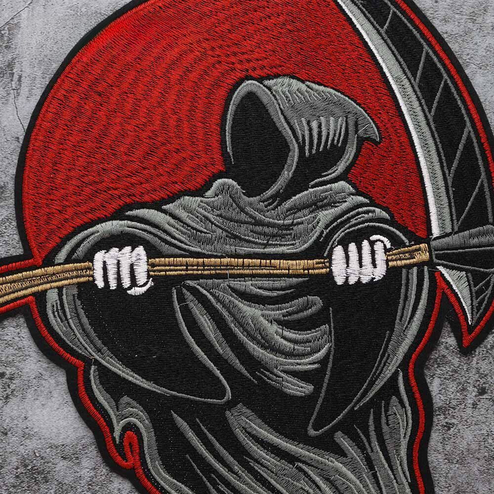 Large Grim Reaper Iron On Patch 33x25cm Embroidered Gothic for Jacket Jeans