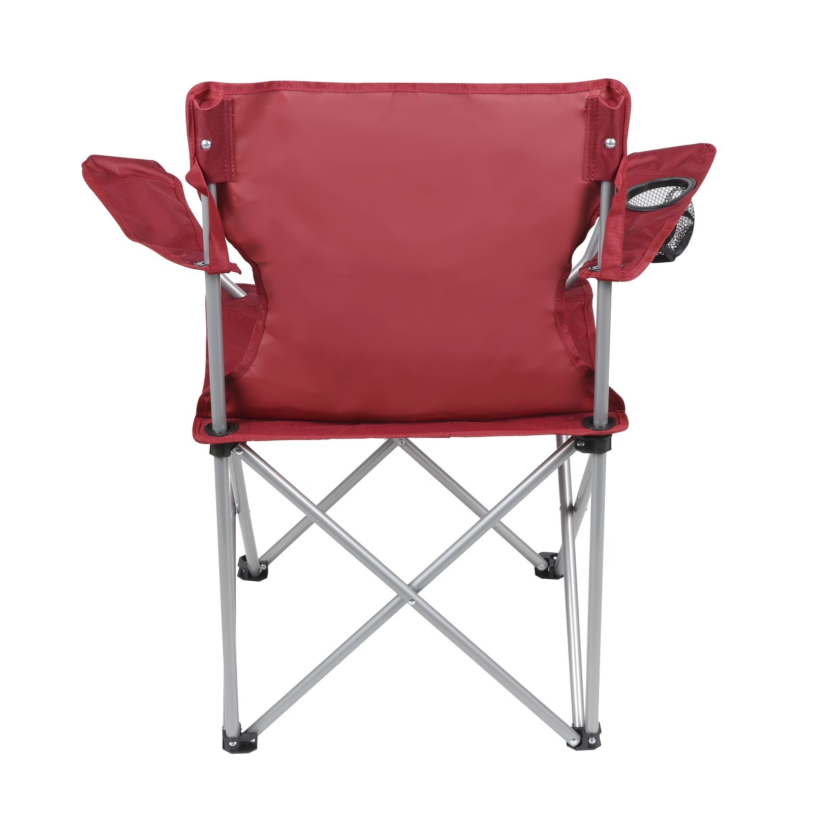 Ozark Trail Quad Folding Camp Chair with Cup Holder, Red.