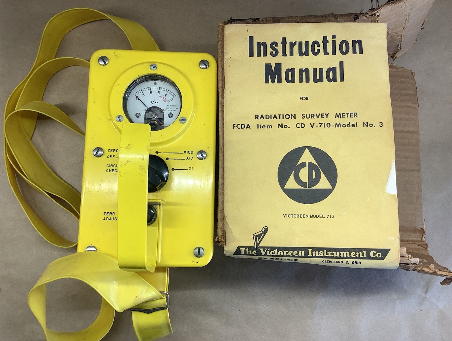 Victoreen Radiation Survey CDV-710 Model 3 Geiger Counter Vintage W Box