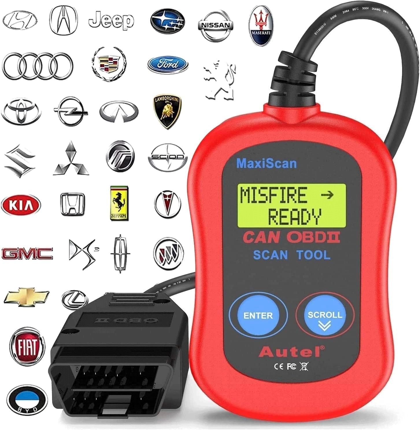 MS300 Scanner Code Reader, Turn Off Check Engine Light, Read & Erase Fault Co...