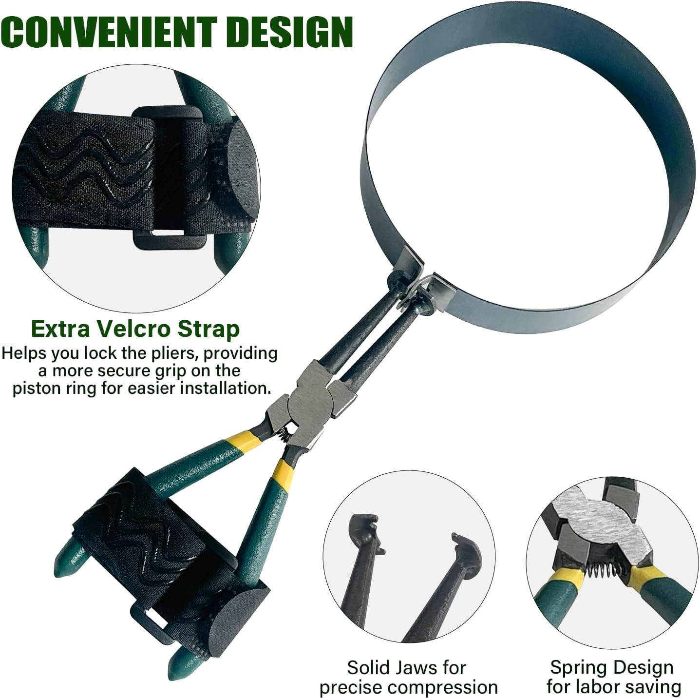 Auto Engine Piston Ring Compressor Tool Set with Piston Installer Pliers and
