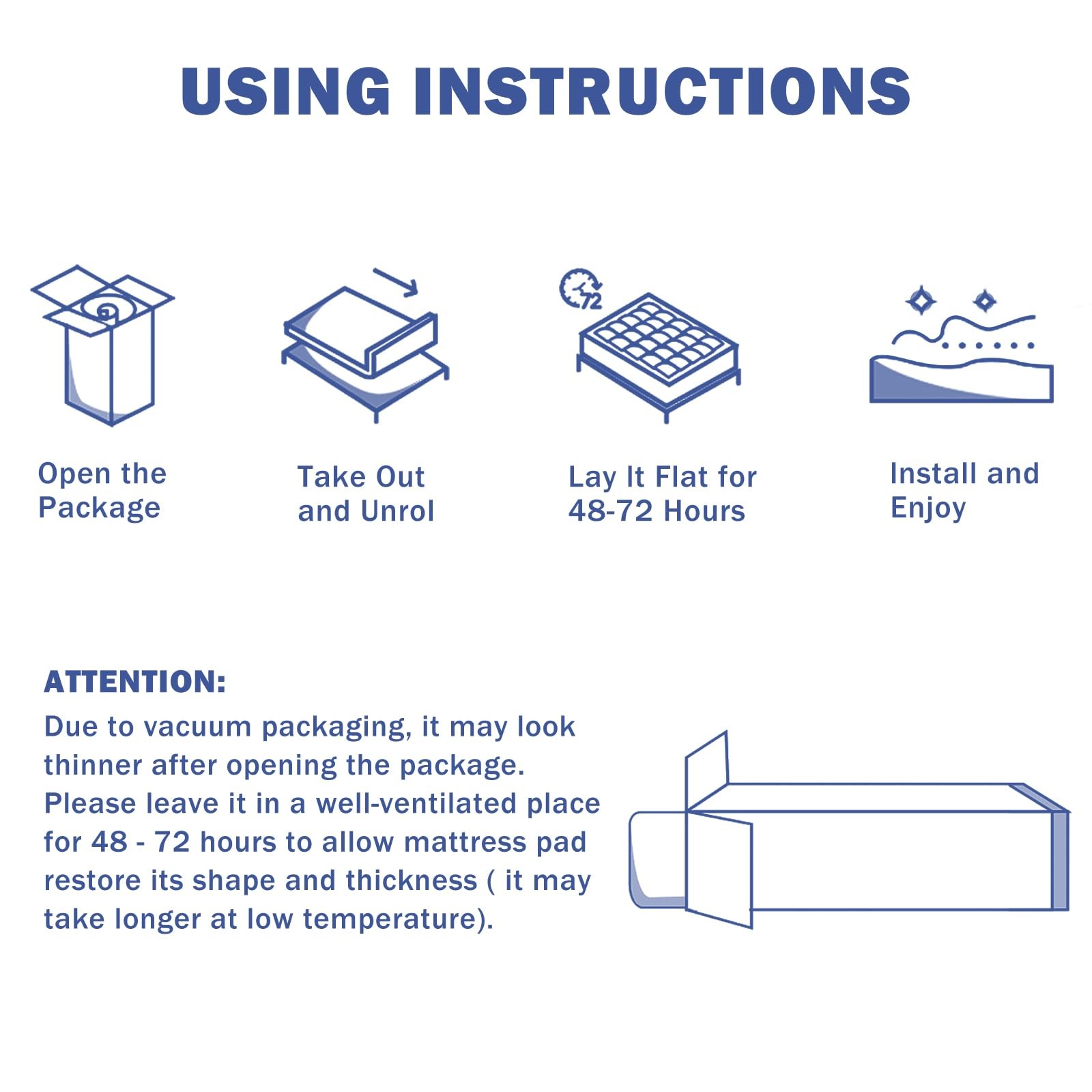 OLANLY King Quilted Fitted Mattress Pad, Elastic King, Off White