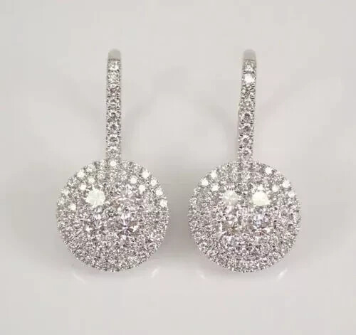 2Ct Lab Created Diamond Round Drop & Dangle Earrings 14K White Gold Plated