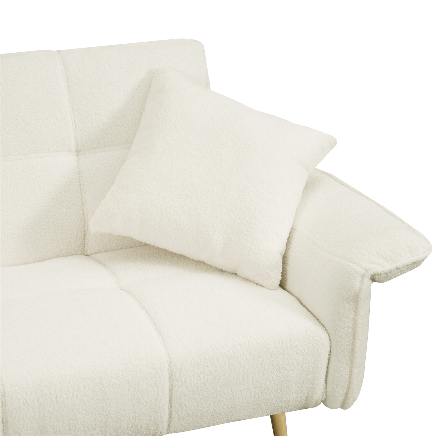 Beige Convertible Sleeper Sofa Bed Couch Futon Sofa Bed Folding Recliner Sofa US