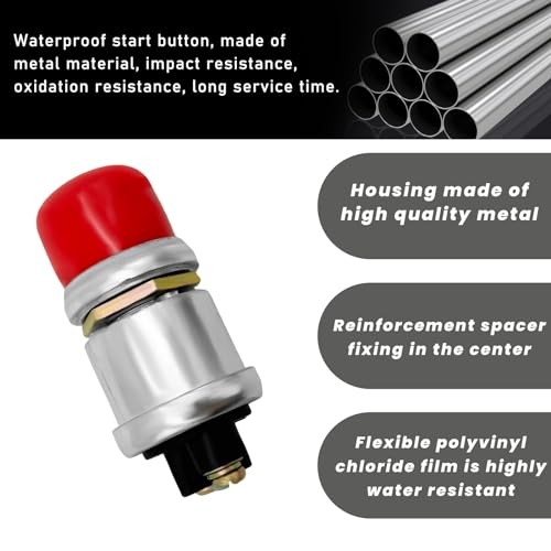 2 PCS Push Button Momentary Ignition Switch, 12/24V Start Switch, 50A Red