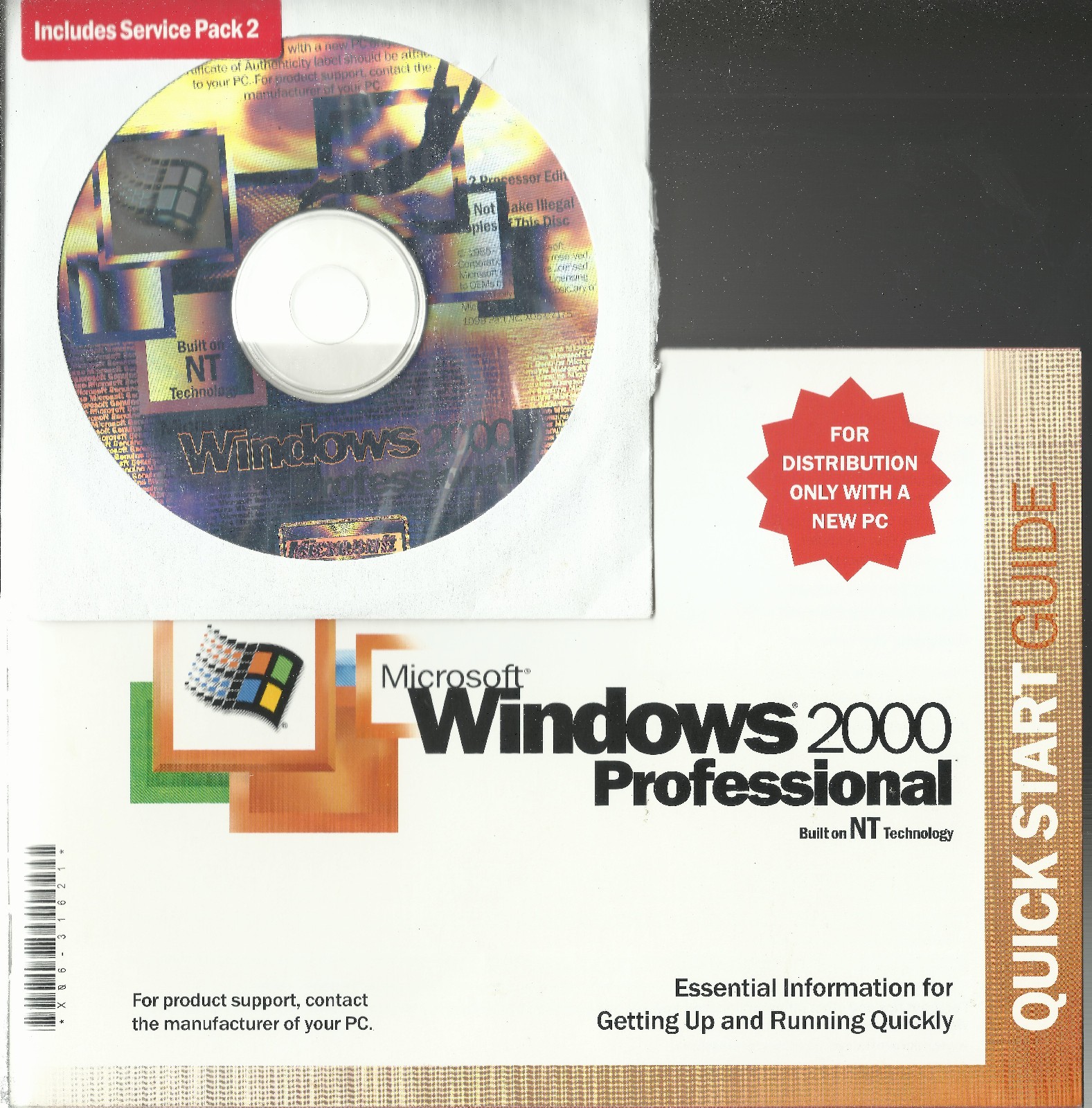 Windows 2000 Professional 1-2 Processor Edition CD INSTALL DISC + Quick Start