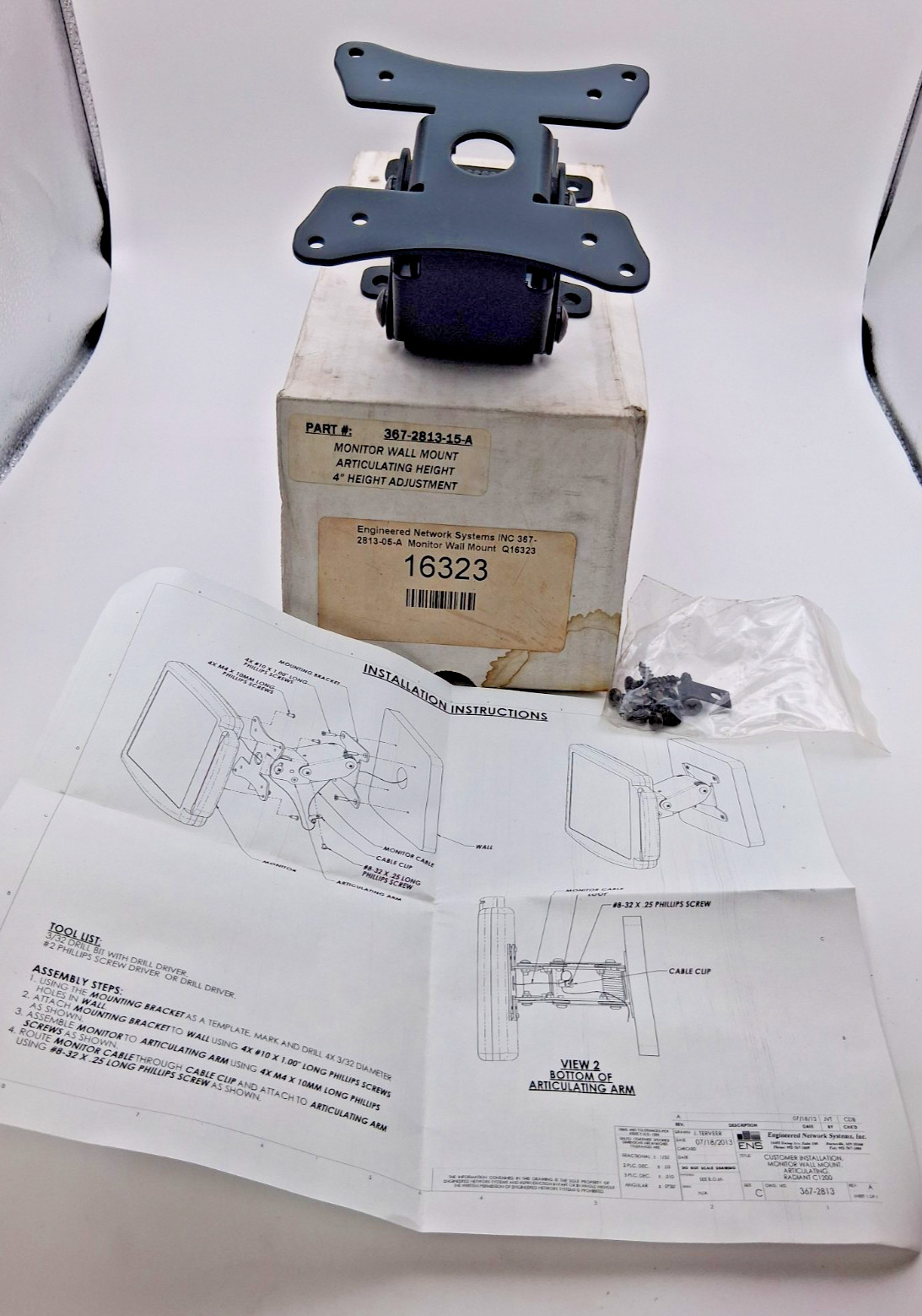 Engineered Network Systems 367-2813-15-A Monitor Wall Mount