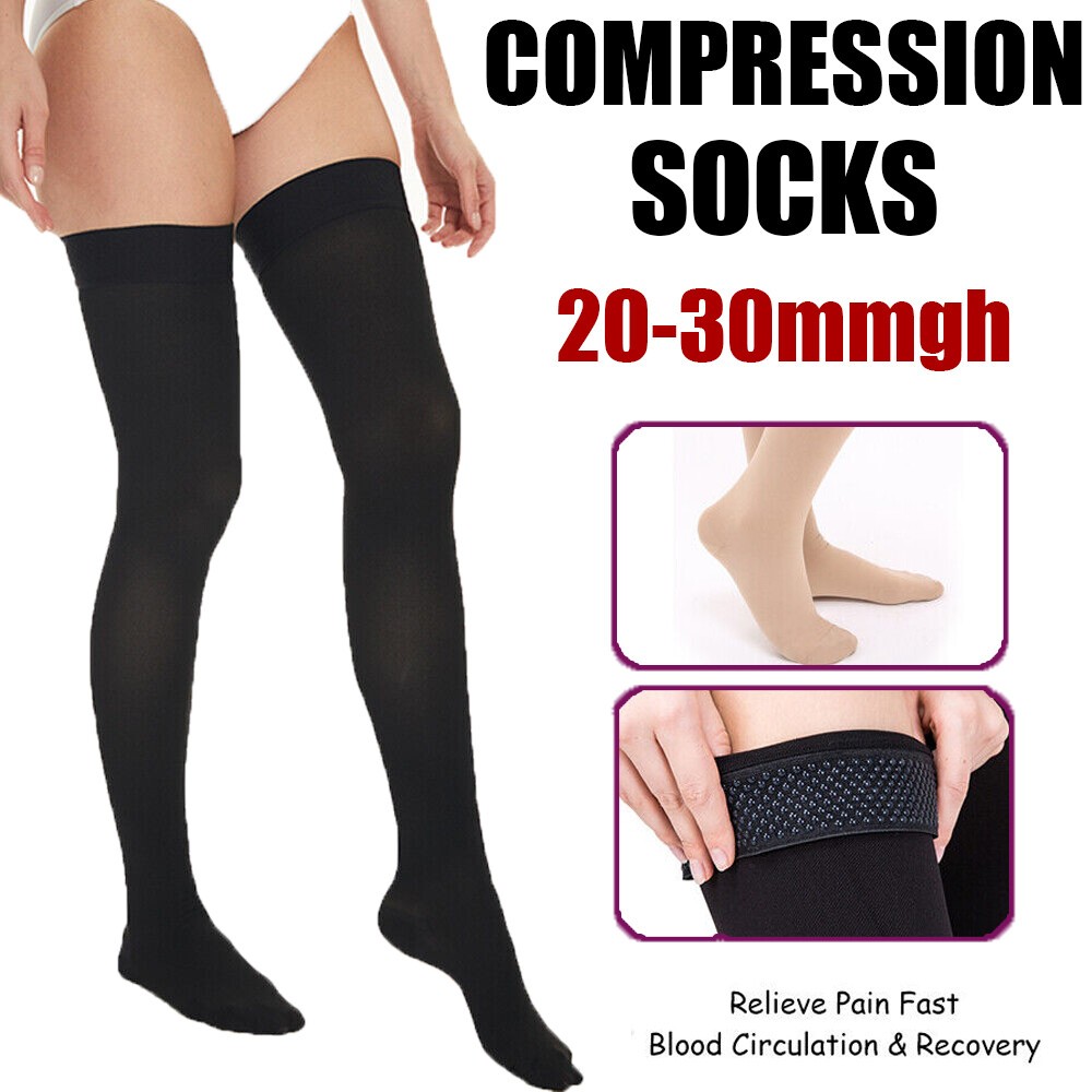 Anti Embolism Compression Stockings, Thigh High Unisex Ted Hose Socks 30-40 mmHg