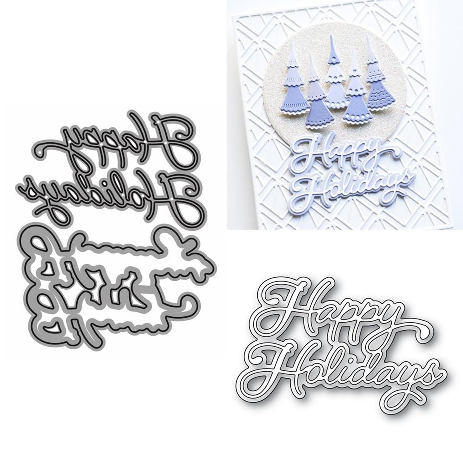 Shadow Happy Holidays Metal Cutting Dies for Card Making, Paper Embossing Die...