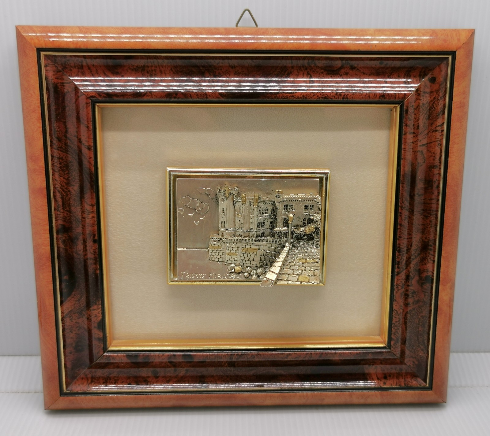 Vtg 1990 De Marco Trieste Miramare 3D Italian 925 Sterling Silver Framed Picture